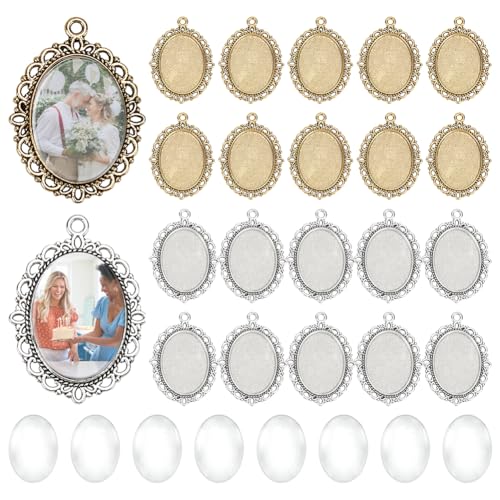 Pendentif ovale vierge PH PandaHall et cabochons en verre pour création collier