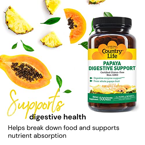 Country Life Papaya Digestive Support 500 Wafers #TOP2