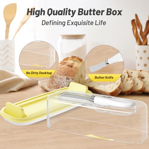 Butter Dish, Butter Dish with Lid for Countertop, Easy Scoop, BPA Free, Butter Container with Knife Spreader, Butter Holder with TBSP Marks, Easy to Clean Butter Keeper for Refrigerator - Image 6