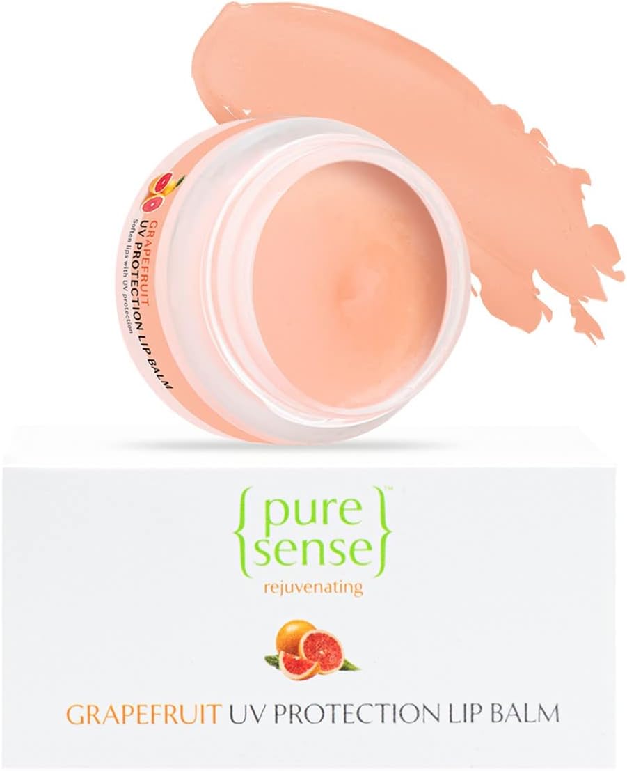 PureSense Vitamin-C Rich Grapefruit UV Protection Lip Balm for Dry Damaged & Chapped Lips | Softens & Protects Lips | Sulphate & Paraben Free | 5 g