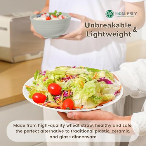 Image of Homienly 40 PCS Wheat Straw Plates and Bowls Sets, Cups Sets, Service for 8, Unbreakable Microwave and Dishwasher Safe Dinnerware Sets,Reusbale Plastic Dishes Set - Island, Matte