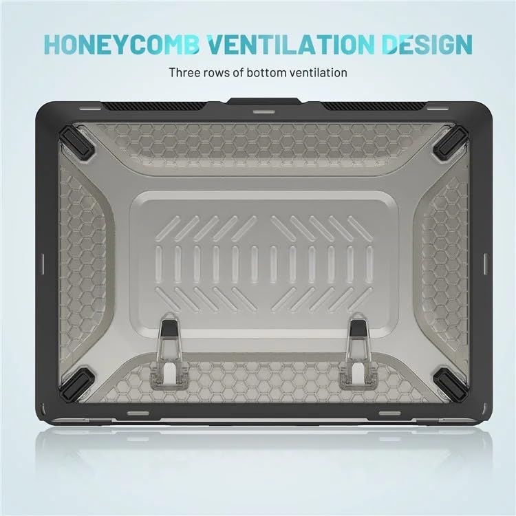 Image of TechTrendz Compatible with MacBook Air 13.6 inch Case 2025 2024 2022 M4 A3240 M3 A3113 M2 A2681 Cover, Honeycomb Design Shockproof Heavy Duty Protective Hard Shell Case Cover with Kickstand- Black