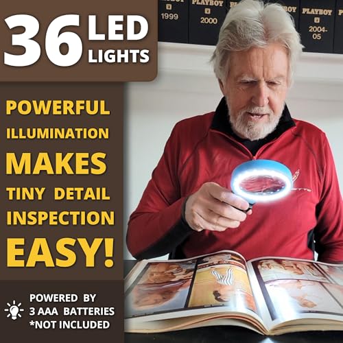 Vision Aid - Vergrößerungsglas mit ultrahellen LED-Lichtern und Etui, 30x Vergrößerung mit Ständer zum Lesen von Schmuck, Münzen, Uhren, Hobbys, Handwerk
