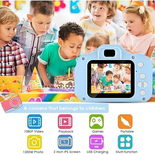 Image of Zepplay Kids Camera | 1080P HD Video & Photos | 2-Inch Screen | Selfie Toy Camera for Boys & Girls | USB Rechargeable | Birthday Gift for Kids Age 3-12 Years