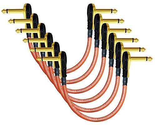 Black Friday Clearance 6 Units - Lava Mini ELC (Orange) - 6 Inch - Guitar Bass Effects Instrument, Patch Cable with Premium Gold Plated ¼ Inch (6.35mm) Low-Profile, Right Angled Pancake Type TS Connectors