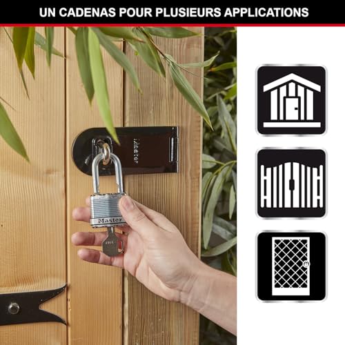 Pack 3 cadenas acier laminé Master Lock haute sécurité pour clôture - 3