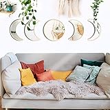 Moon Phase Bohemian Mirror Set - FPVERA 5 PCS Boho Wall Decor Moon Phase Wall Mirror Scandinavian...