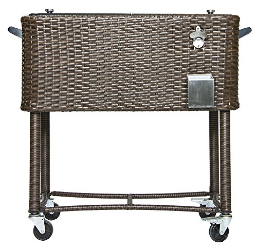 Permasteel 80 Quart Portable Rolling Patio Party Cooler In Wicker #TOP9