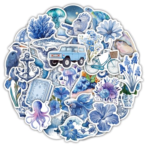 100 Pcs Cute Stickers for Teens Adults Blue Aesthetic Sticker Pack