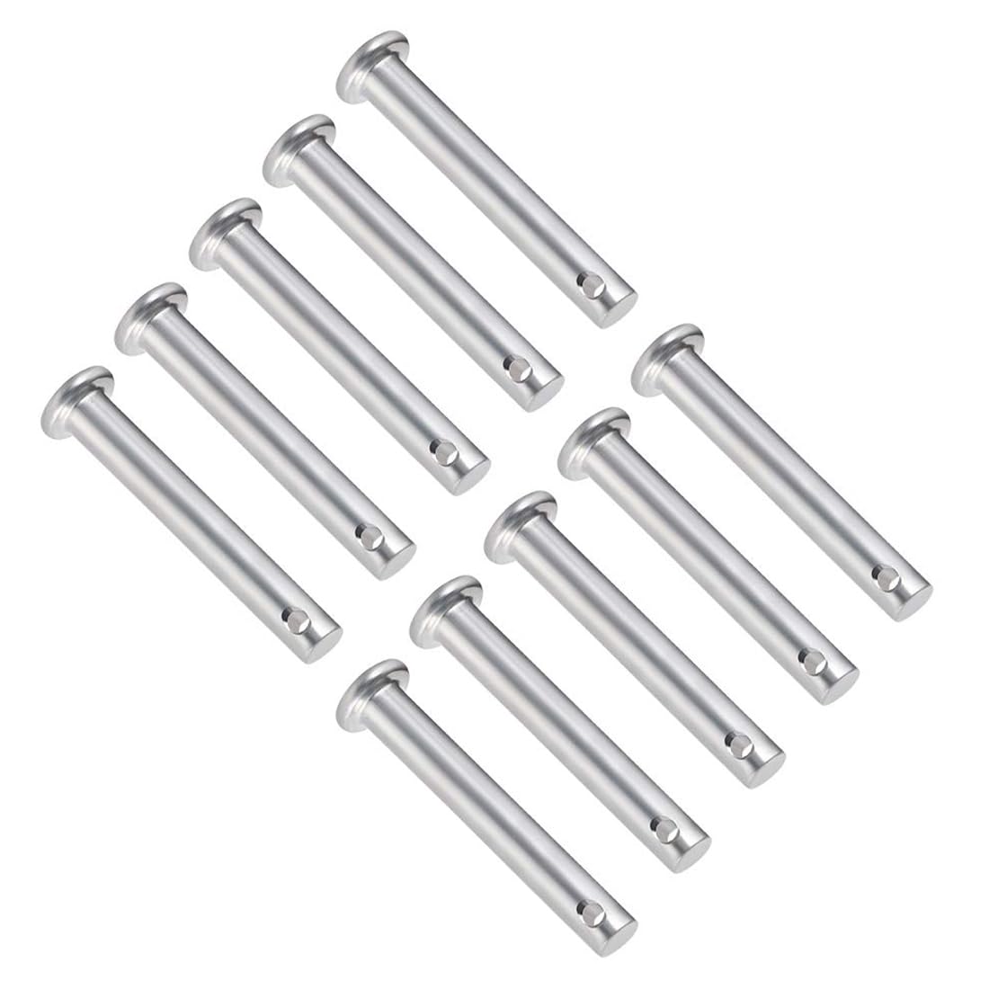 TA-VIGOR 10pcs 6 x 40mm Clevis Pins Single Hole, Zinc-Plated Steel Flat Head Link Hinge Pin Fastener for Mechanical Linkage, Ship Rigging, Fixed Parts
