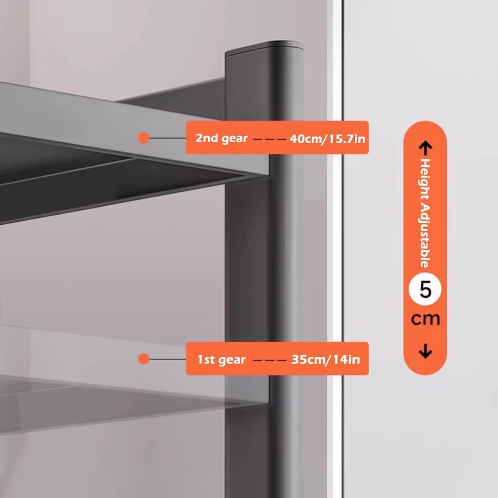 Microwave Oven Rack Expandable Carbon Steel Microwave Shelf with 6 Hooks and Cutting Boards Stand Kitchen Microwave Stand