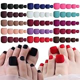 LoveOurHome 360pc Matte Press on Toes Nails Short Square Fake Toenails Full Cover Colored Artificial Toenail French Acrylic Pedicure Toe Nail Tips 10 Sizes 15 Colors Press on Toenails for Women Teen Girls