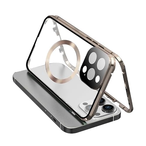 TRIPLE RIVER�EFor iPhone16 Pro Max �o���p�[ �A���~ �P�[�X �J�o�[ �N���A ���� �}�O�l�b�g������ Qi�[�d For �A�C�t�H��16�v���}�b�N�X(�S�[���h)
