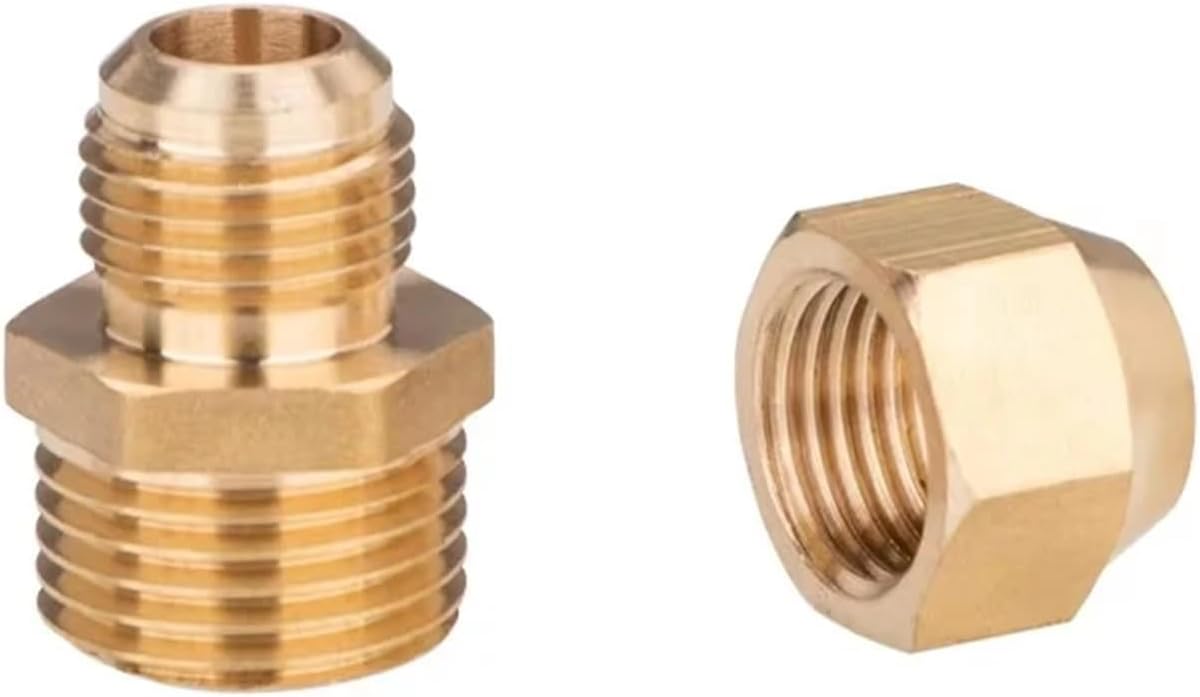 Air Conditioning Copper Tube Female-Male SAE Flare Thread Tube Adapter 1/4 3/8 1/2 5/8 3/4 Reducer Joint Brass Pipe fitting(Red,With Nut)