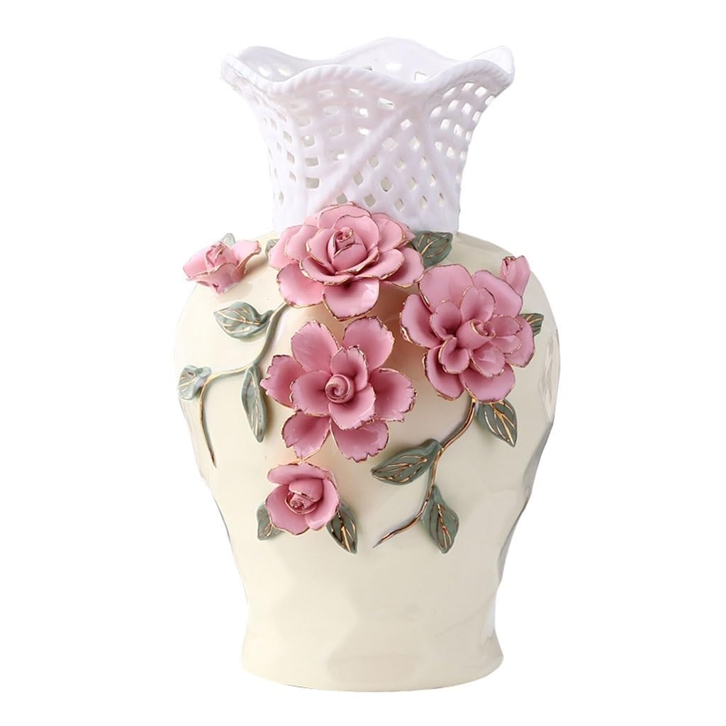 asdchZen Vases Retro Ceramics Home Decoration Flower Arrangement Dried Flowers Chinese Style Living Room Tv Cabinet Ornament Flowers Vases