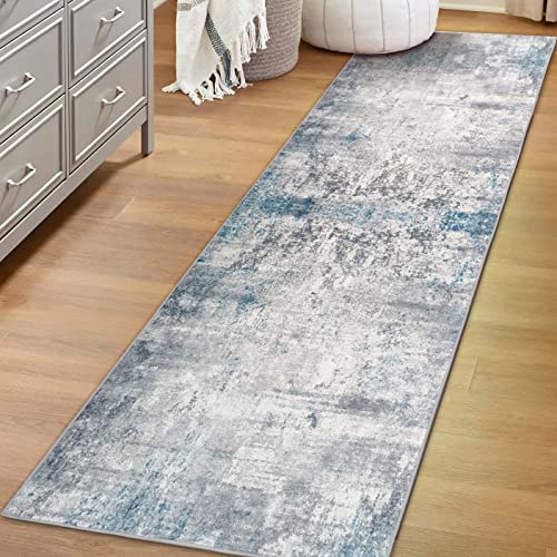Green Decore Vernal Bedric (PCH10300) - Alfombra Antideslizante, Lavable a máquina, Antideslizante, Color Gris y Azul 76 cm x 243 cm Cover