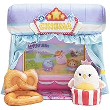 Squishville Mini-Squishmallows Cinema Playset - Includes One 2-Inch Plush, Pretzel Chair, Popcorn Bucket - Irresistibly Soft, Colorful Plush