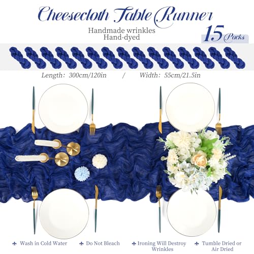 Chemin de table de fête prénuptiale en étamine bleu roi rustique