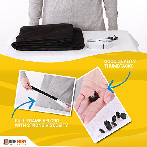 Dooreasy Magnetic Screen Door, Optional Sizes Door Window Screen, Quick Magnetic Closure,Loop Fully Sewn Easy Install Door Screens With Magnets(Fits Doors Up To 46"X95") #TOP4