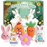 Easter Bath Bombs for Kids, 6 Piece Bath Bomb Toys for Children, Bunny, Chicken & Egg Shapes, Gentle Handmade Safe Fizz Balls, Perfect Easter Basket Stuffers & Party Favors for Boys & Girls