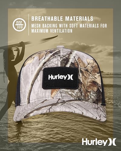 Image of Hurley Mens Trucker Hat - Flexible Quick Dry Fairway Mesh Trucker Hat for Men with Snapback Closure - Classic Mens Caps