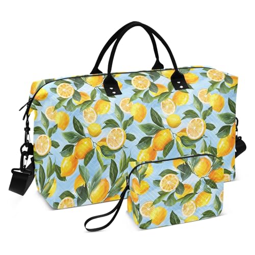 Large Travel Duffel Bag Sports Tote Gym Bag Overnight Weekender Bags Lemons Italy Carry On Luggage with Toiletry Bags