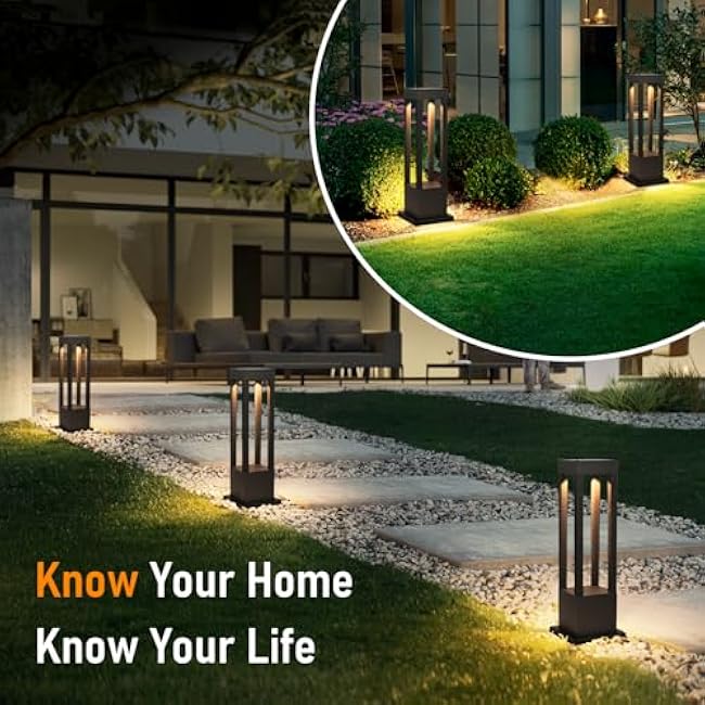 SLAWA Outdoor LED Post Light 23.62 Black Square Exterior Lawn Path Lights with 3000K Warm Light Aluminum Landscape IP65 Waterproof Lantern Column Lamp Patio Courtyard Walkway Garden Bollard Lighting