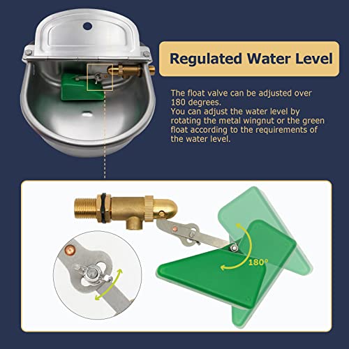 Muduoban Automatic Waterer,304 Stainless Steel Automatic Water Bowl Dispenser With Brass Float Valve For Dog,Self Filling Water Trough Feeder For Horse Cow Goat Chicken Pig Sheep Livestock thumb #4