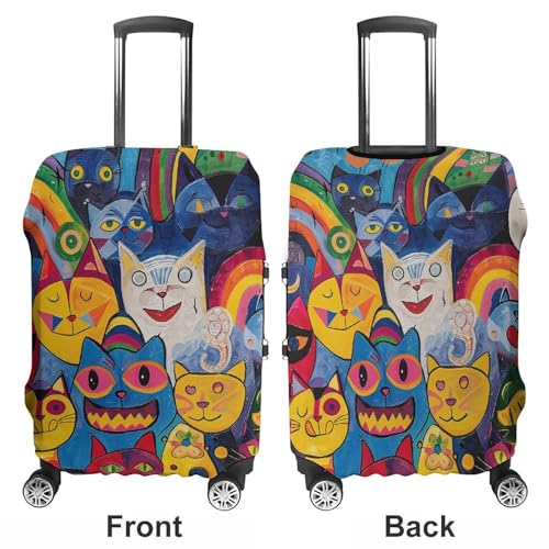Carry on Luggage Cover Flowers And Cat Suitcase Covers for Luggages Tsa Approved Travel Luggage Sleeve Protector Elastic Suitcase Protector Anti-Scratch Washable Fits 19-30 Inch Case -L3