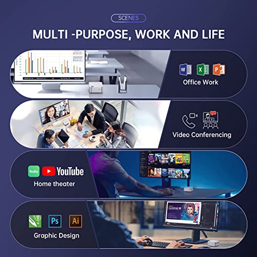 Acemagician Mini Pc Computer Windows 11Pro, Intel 12Th Gen N95 (Up To 3.4Ghz) 8Gb Lpddr5 256Gb M.2 Ssd Desktop Computers， Micro Pc Support 4K Uhd, Dual Gigabit Ethernet,3 Hdmi,2.4G/5G Wifi, Bt4.2 #TOP6