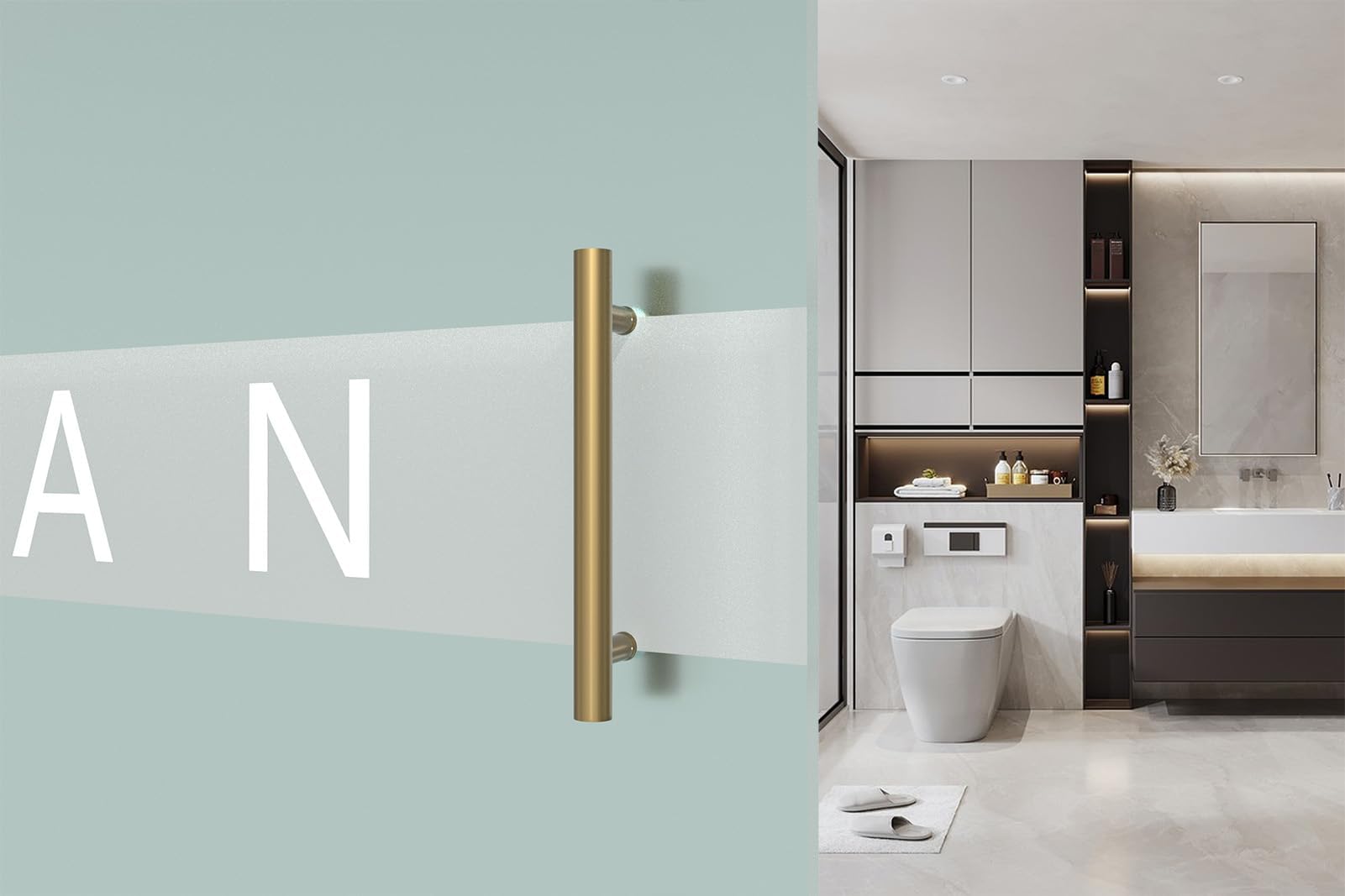 LVYIHAN Round Gold Barn Door Handles 30/60/90/120/150 Cm, Pull Push Long French Door Handle Double Sided - Image 3