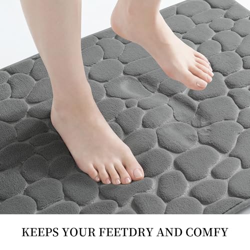 Image of Memory Foam Bath Mat Cobblestone Bathroom Rugs Bath Mats for Bathroom Machine Washable Bath Rugs