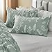 MUXHOMO Duvet Cover King Size, Reversible Floral Green Duvet Cover Set with Zipper Closure, 3 Pieces Botanical Patterns Soft Microfiber Bedding Set (90