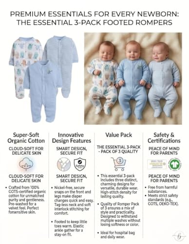 Image of 100% Cotton Baby Rompers /Sleepsuits /Jumpsuit /Night Suits for Baby Boys & Girls, Infants, New Borns
