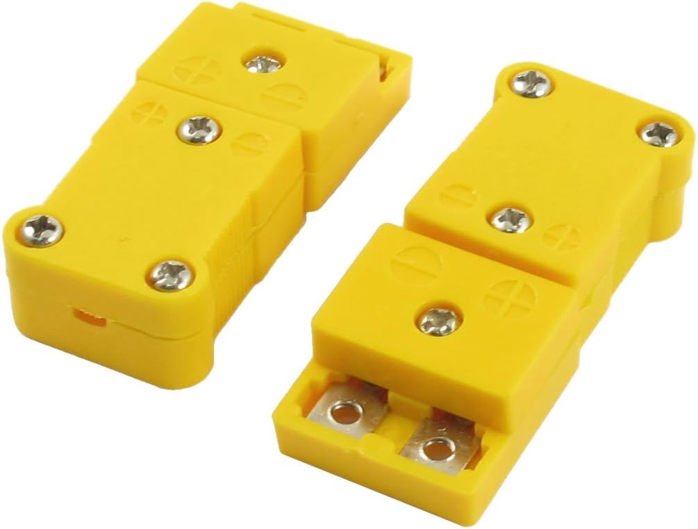 uxcell® 2 Pcs Yellow SMPW-K-M/F K Type Thermocouple Wire Connector