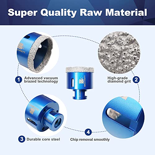 Diamond Drill Bit 55mm,BRSCHNITT 1pc M14 Vacuum Brazed Diamond Tip Drill Bit for Tile Porcelain Stoneware Ceramic Marble Granite Drilling,Suitable For Angle Grinders - Image 3