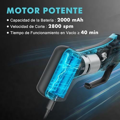 DURATECH 12 V draadloos elektrisch vismes met messen van 20 cm en 25 cm, elektrisch mes met 2000 mAh accu, type-C laadaansluiting, antislip handgreep, opbergdoos, voor vissers en koks - Afbeelding 5