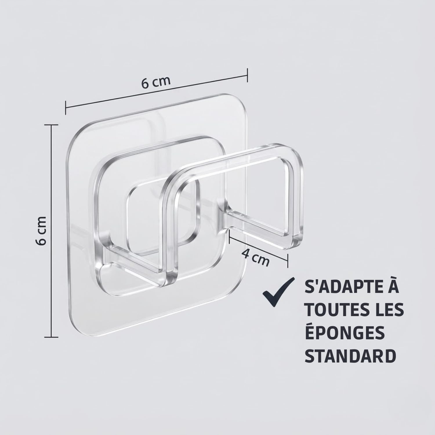 Porte Éponge Évier Cuisine Adhésif Transparent Invisible - Support Mural Sans Perçage Ultra-Forte & Étanche