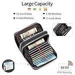 Credit Card Holder Wallet RFID Blocking Leather Small Wallet for Women Double Zipper Wallet with ID Window - Image 3