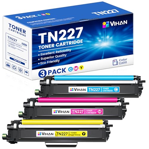Image of Vihan TN227 Toner Cartridge High Yield 3 PackTN-227C /M /Y Color Toner Replacement for Brother TN 227 TN-227 Toner Cartridge with MFC-L3770CDW HL-L3290CDW HL-L3270CDW Printer