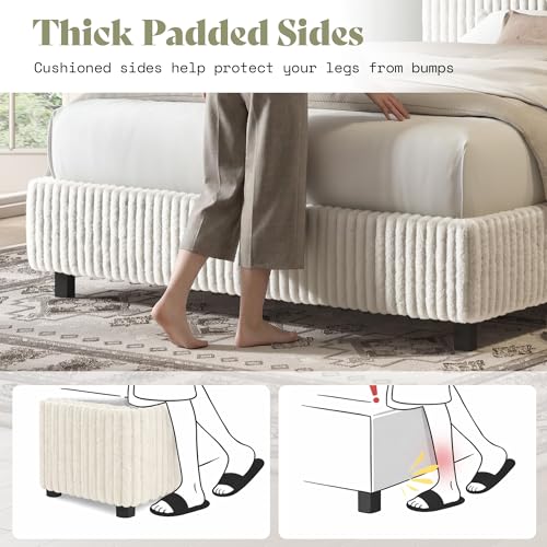 Image of AMERLIFE Twin Bed Frame, Cream