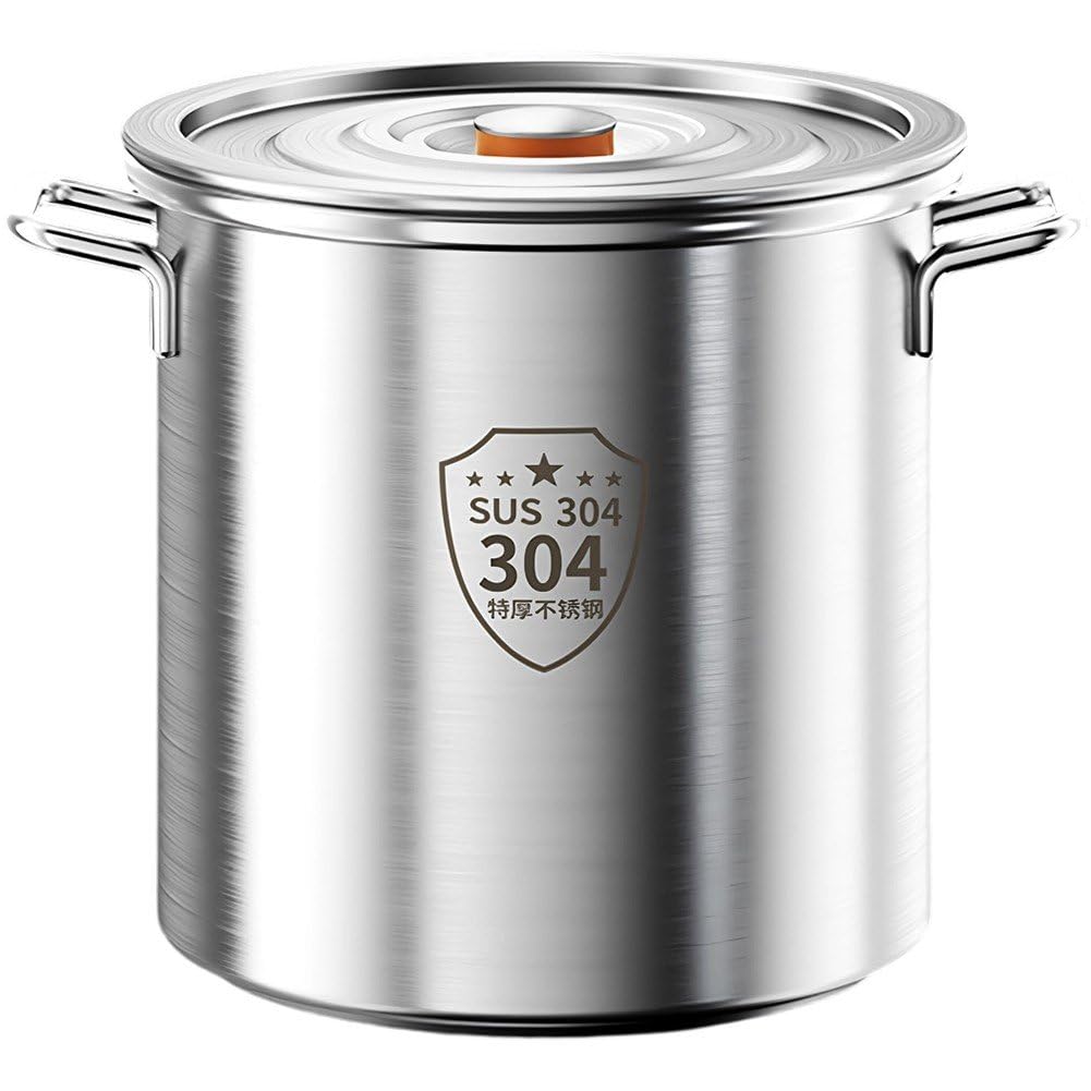 Olla Grande De Acero Inoxidable 304 con Tapa, 10 litros, Ideal para Sopas, Guisos Y Cazuelas, Hogar Y Restaurantes.
