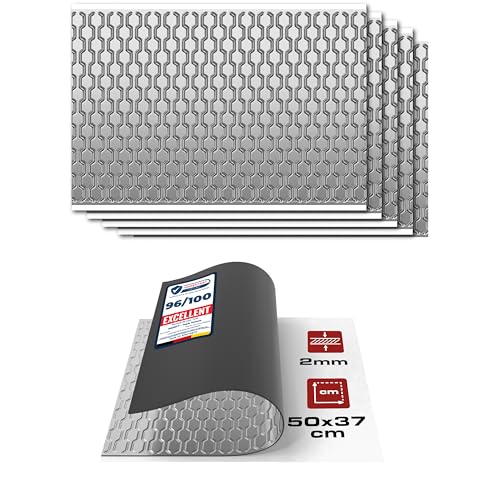 HASKYY Lot de 6 plaques d'isolation anti-buée autocollantes en aluminium butyle 2 mm 1,11 m² 500 x 370 mm Isolation acoustique de voiture