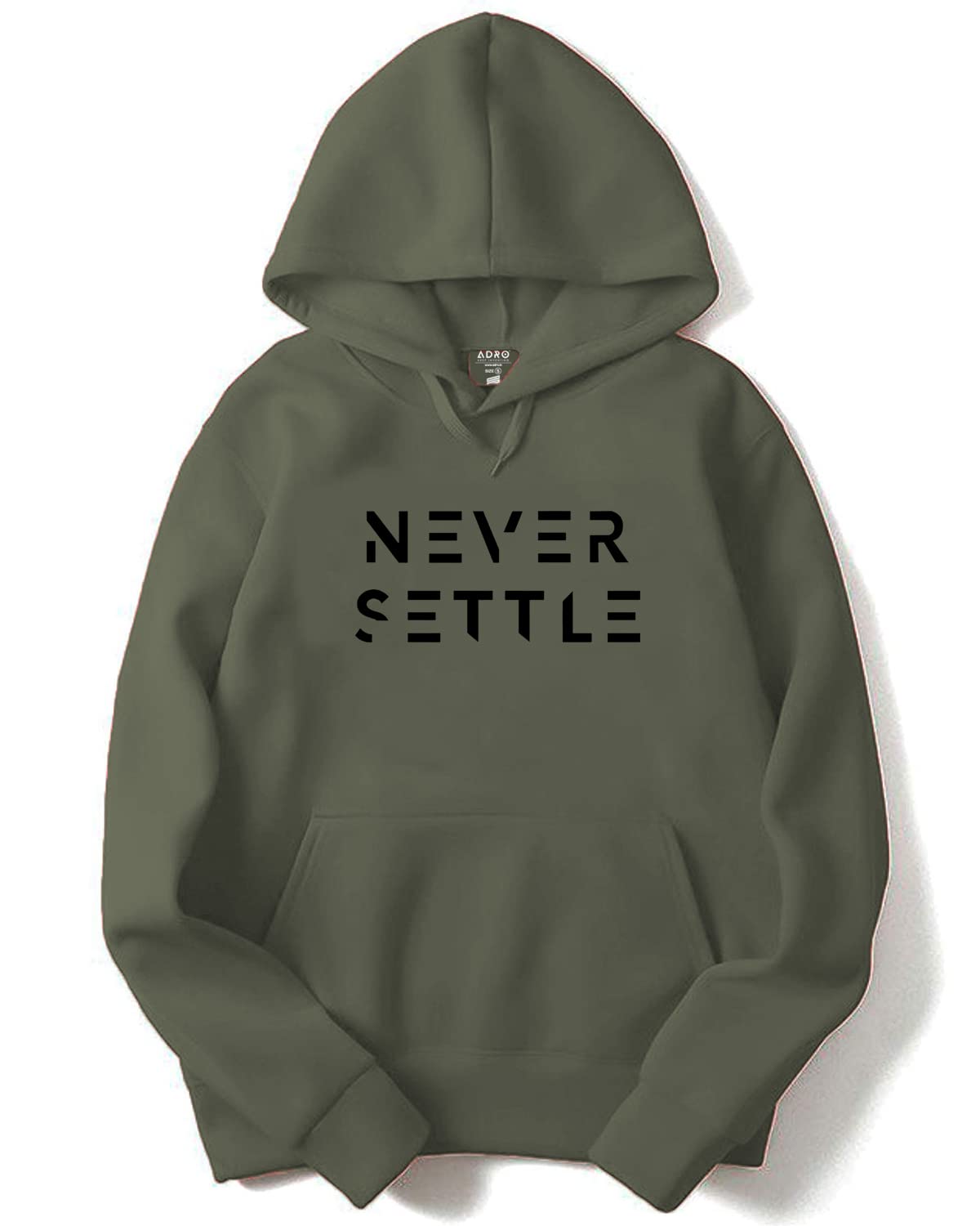 Men's Cotton Neck Hooded Sweatshirt (H22-M-SET-OL_Olive_M)-image-41