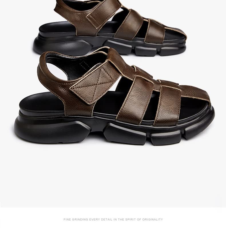 Men's Leather Sandals Hollow Roman Sandals Men's Outer Shoes British Beach Shoes4