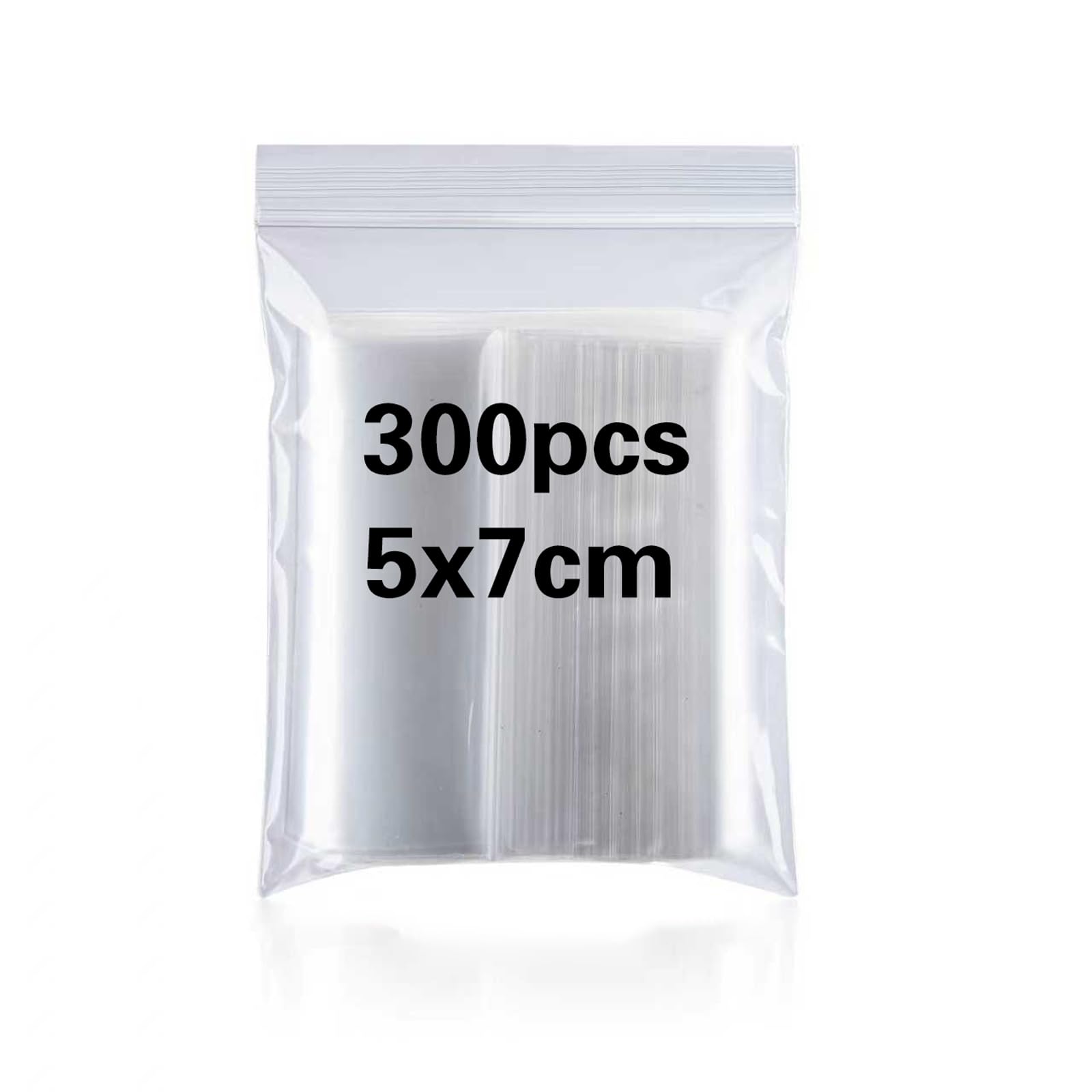 Small Grip Seal Bag 300Pcs 5x7cm Tiny Sealable Plastic Pouch Little Clear Ziplock Seed Beads Bags Reusable Transparent Polythene Pouches for Storage Beads Jewellery Food