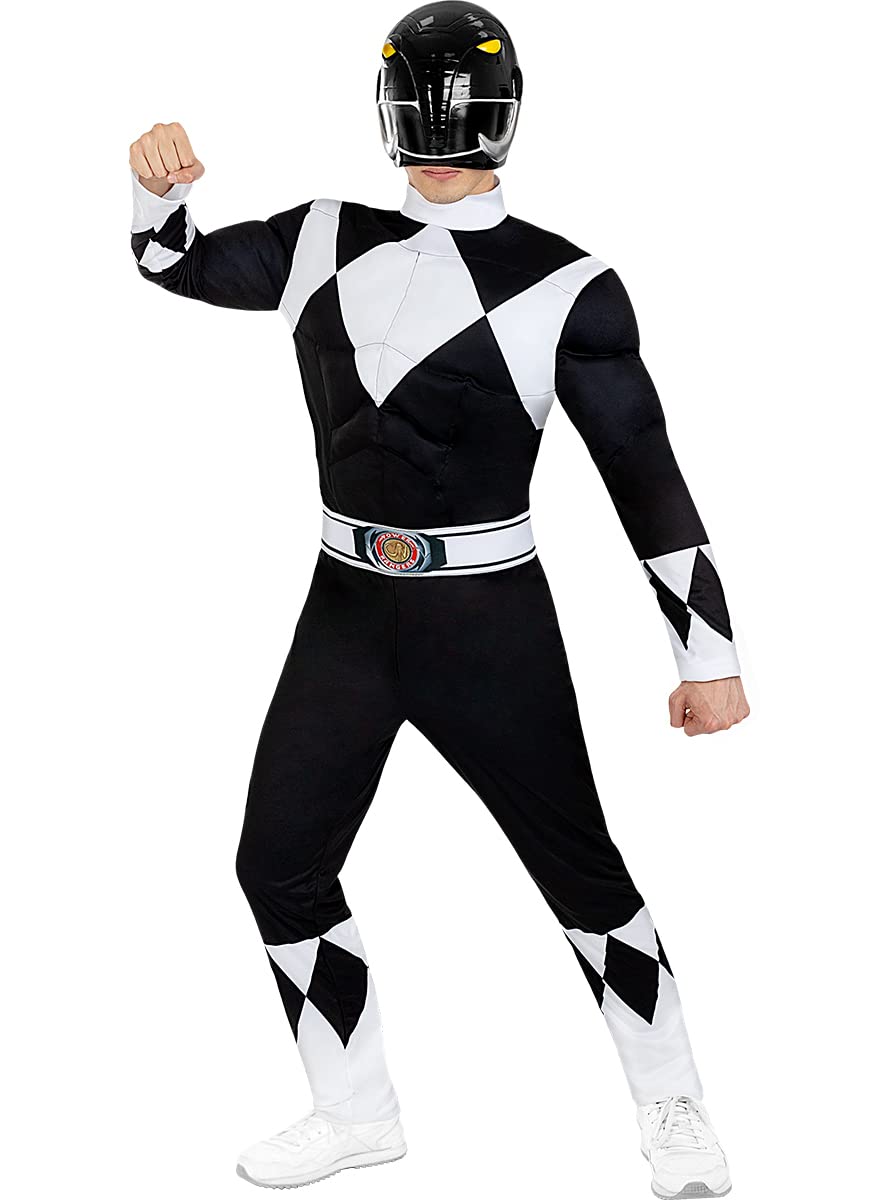 Funidelia | Disfraz Power Ranger Negro para hombre Superhéroes, Dibujos Animados - Disfraz para adultos y divertidos accesorios para Fiestas, Carnaval y Halloween - Negro
