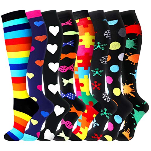 Compression Socks (8 Pairs), 15-20 mmHg is Best Athletic & Medical for Men