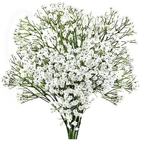 White Artificial Babys Breath Flower Bouquet, 23.6" Long Stem Artificial Gypsophila, 6PCS, 1296 Flowers in toal, Home Wedding Christmas Tree Decoration, Perfect Filler for Rose and Eucalyptus Cover
