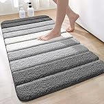 DEXI Bath Mat 60 x 110 cm, Extra Soft Absorbent Microfiber, Non-Slip Washable Rugs for Shower Floor, Bathmat Bathroom Accessories Decor, Grey